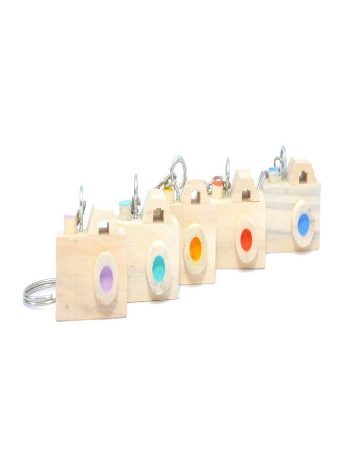 IVEI Wooden Camera Keychains - Set of 5 - Camera Shaped Key Rings for Home Vehicles Office - Handmade Multicolour Key Chains - Image 4