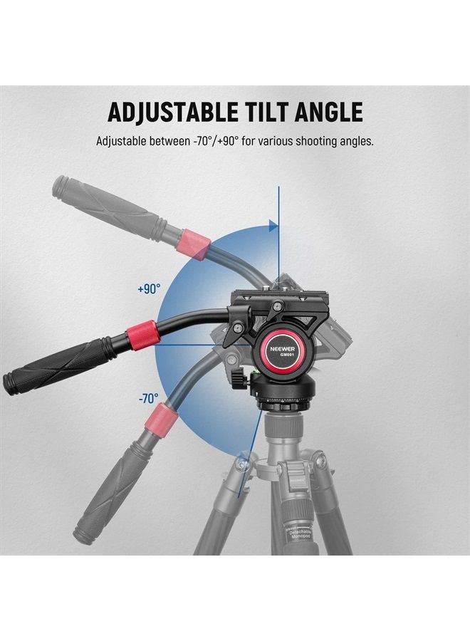 Neewer حامل ثلاثي القوائم للفيديو من NEEWER برأس سائل مع لوحة فك سريعة متوافقة مع Manfrotto ومقبض تلسكوبي وقاعدة بانورامية متدرجة (⌀55 مم)، أقصى حمولة 13.2 رطل/6 كجم، شديد التحمل لكاميرات الفيديو DSLR، GM001 - Image 5