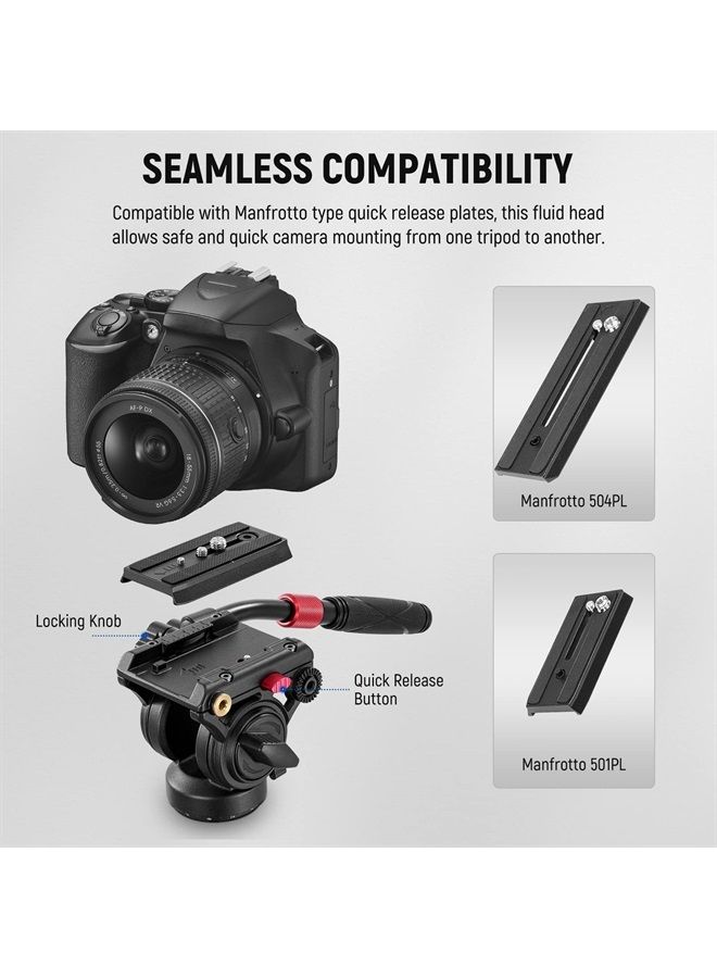 Neewer حامل ثلاثي القوائم للفيديو من NEEWER برأس سائل مع لوحة فك سريعة متوافقة مع Manfrotto ومقبض تلسكوبي وقاعدة بانورامية متدرجة (⌀55 مم)، أقصى حمولة 13.2 رطل/6 كجم، شديد التحمل لكاميرات الفيديو DSLR، GM001 - Image 2