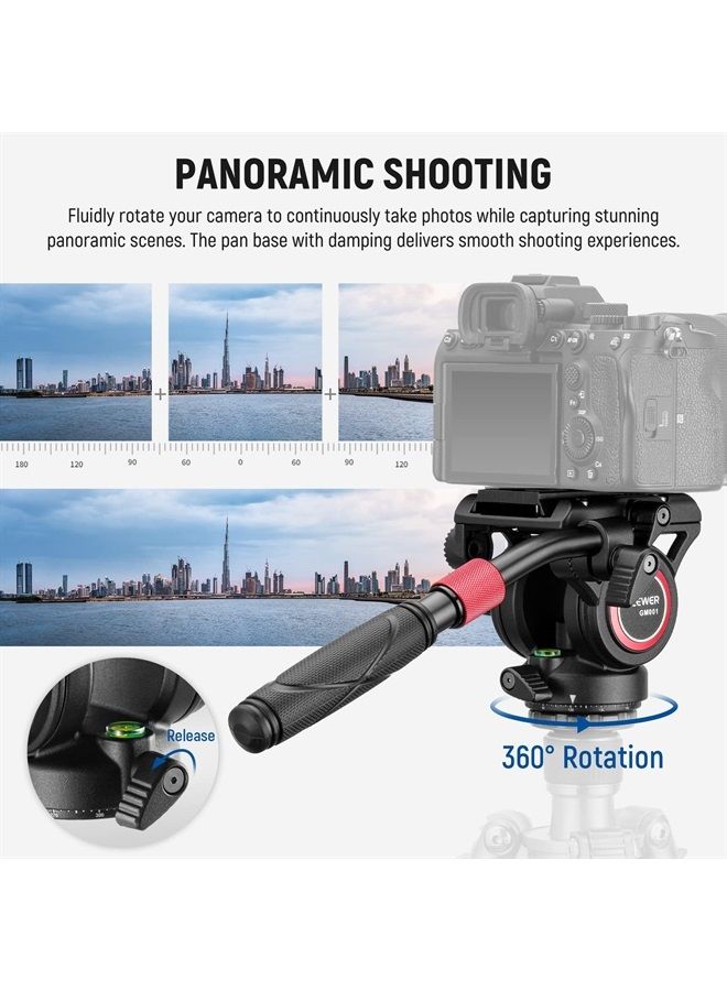 Neewer حامل ثلاثي القوائم للفيديو من NEEWER برأس سائل مع لوحة فك سريعة متوافقة مع Manfrotto ومقبض تلسكوبي وقاعدة بانورامية متدرجة (⌀55 مم)، أقصى حمولة 13.2 رطل/6 كجم، شديد التحمل لكاميرات الفيديو DSLR، GM001 - Image 4