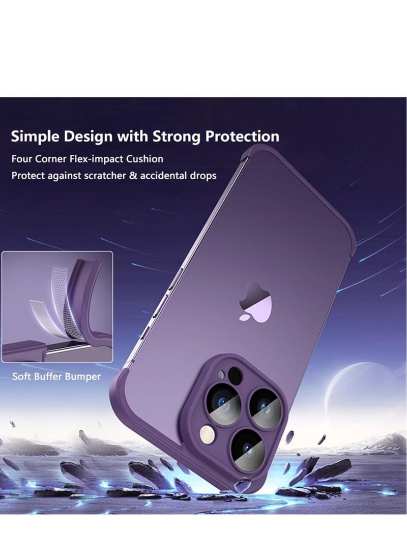 Captaintech Frameless Slim Silicone Compatible for iPhone 14 Pro,Camera Cover Screen Friendly Scratch Resistant Ultra-Thin Bumper/Camera Lens Protector for iPhone 14 Pro Bumper Case,Purple - Image 5