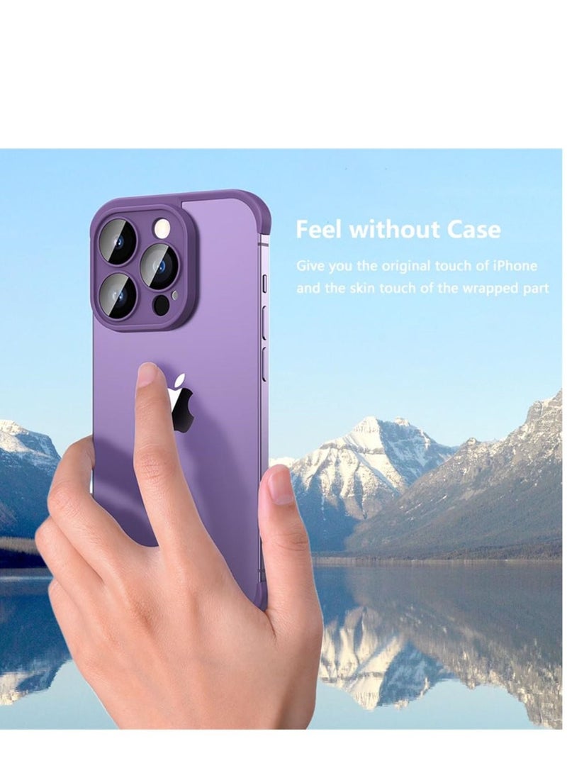Captaintech Frameless Slim Silicone Compatible for iPhone 14 Pro,Camera Cover Screen Friendly Scratch Resistant Ultra-Thin Bumper/Camera Lens Protector for iPhone 14 Pro Bumper Case,Purple - Image 2