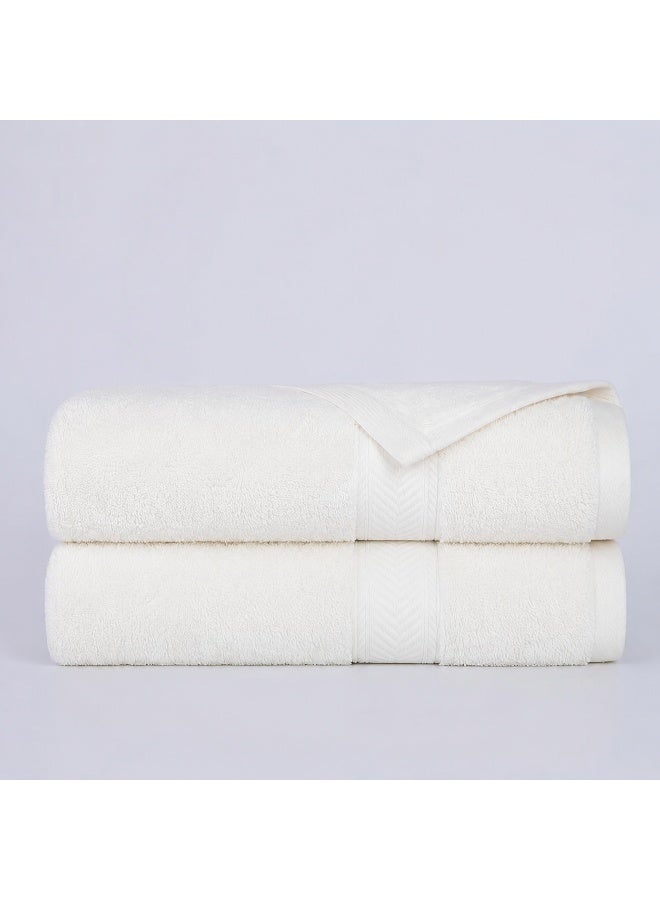 CANNON 100% Cotton Bath Towel Set - 2 Pack, 70x140cm, Cream - Image 1