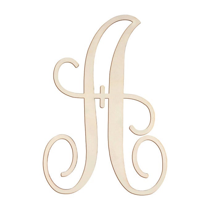 Cursive Wooden Letters A for Wall Decor 14 Inch Large Wooden Letters Unfinished Monogram Wood Letter Crafts Alphabet Sign Cutouts for DIY Painting Door Hanger A