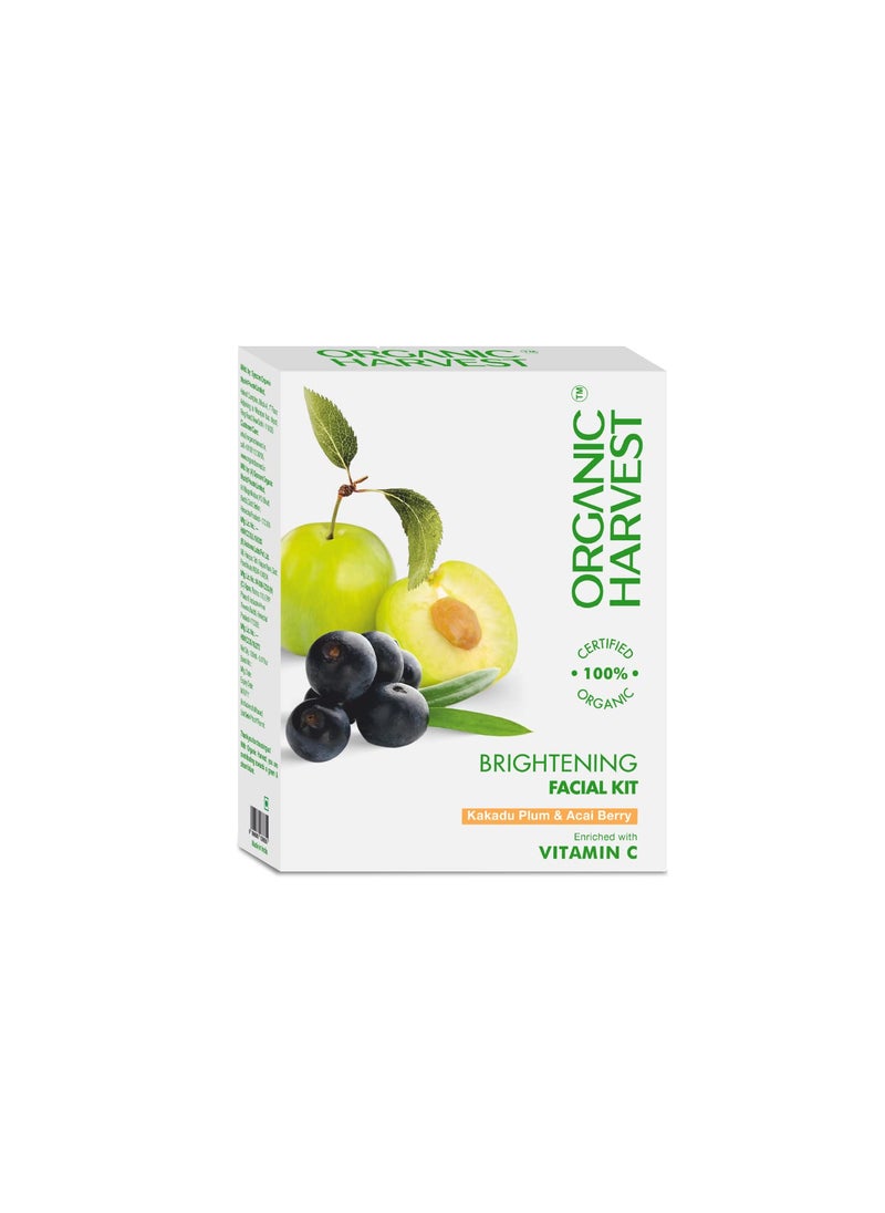 Organic Harvest - Brightening Facial Kit: Kakadu Plum & Acai Berry | Pack of 5 Sachets | Facial Kit for Glowing Skin | 100% American Certified Organic, Paraben Free -50gm - Image 1