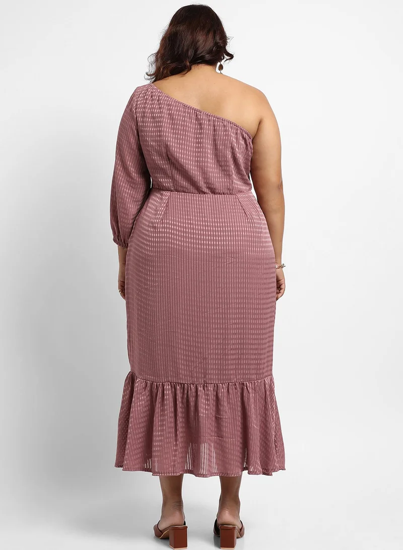 Instafab Plus One-Shoulder Midi Dress