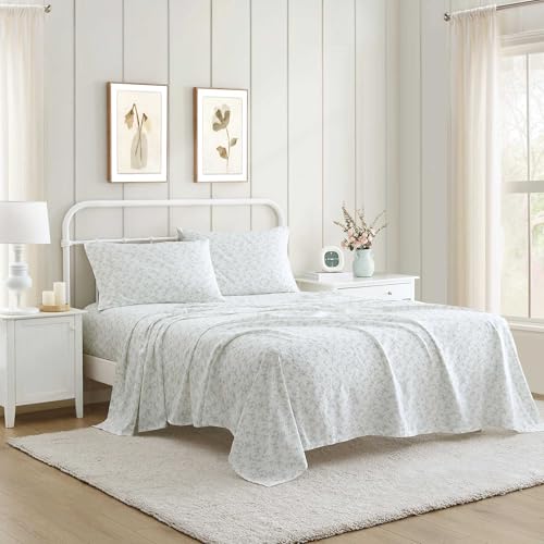 Laura Ashley Queen Size Sheet Set Soft Cotton Sateen Bedding with Matching Pillowcases Fully Elastic Fitted Sheet Deep Pocket Floral Room Decor Silky Smooth AllSeason Comfort Fiona Green - Image 3