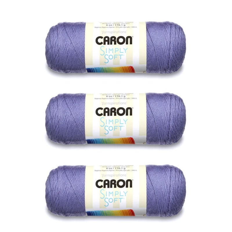 Caron Simply Soft Lavender Blue Yarn  3 Pack of 170g6oz  Acrylic  4 Medium Worsted  315 Yards  KnittingCrochet