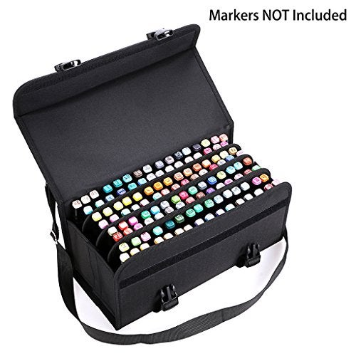 BTSKY New 120 Slots Marker Case Lipstick Organizer-Canvas Markers Holder for for Primascolor Markers and Sketch Markers (Black) - Image 2