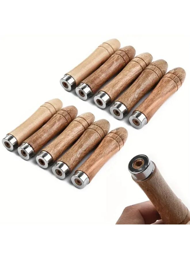 10pcs Wooden File Handle Replacement With Strong Metal Collar Rust Proof Wood Rasp - Image 2