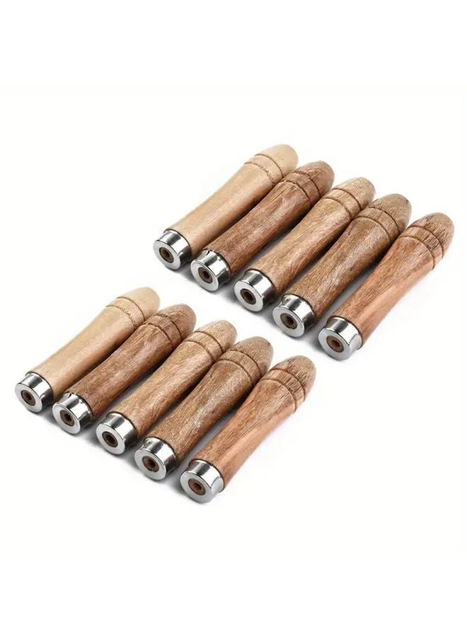 10pcs Wooden File Handle Replacement With Strong Metal Collar Rust Proof Wood Rasp - Image 1