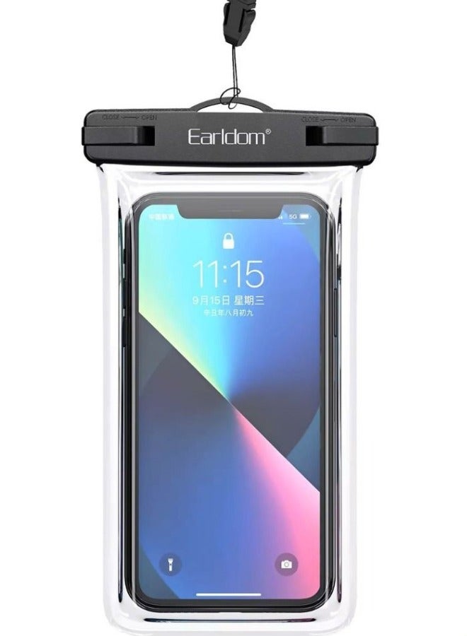 Earldom Waterproof Mobile Cover Under Water for Iphone & Android Underwater Waterproof Rainproof Mobile Case PVC Bag Transparent Touch Screen Premium Cell Phone Pouch Cover For Travel Hiking Rainy Season Monsoon - Image 1