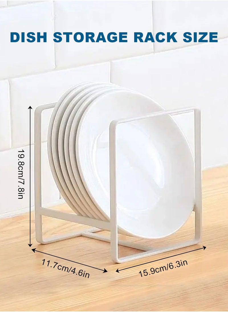 HomarKet - Plate Holder Organizer 2 Pack Dish Storage Rack Upright Cabinet Dish Drying Rack Metal Dish Organizer Stand for Kitchen Counter Cupboard 6.3in. x 4.6in. x 7.8in.White - Image 1