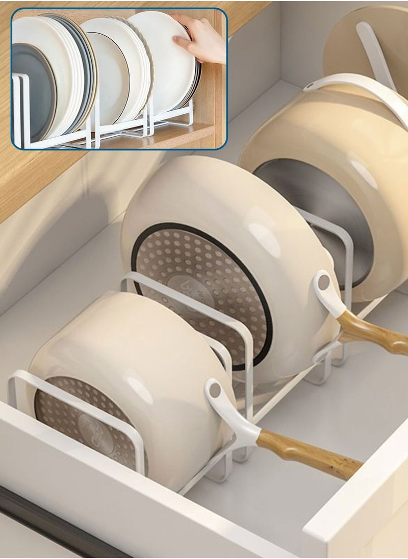 HomarKet - Plate Holder Organizer 2 Pack Dish Storage Rack Upright Cabinet Dish Drying Rack Metal Dish Organizer Stand for Kitchen Counter Cupboard 6.3in. x 4.6in. x 7.8in.White - Image 1