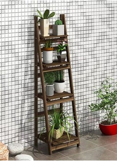 Multi-Layer Durable Foldable Multipurpose Wooden Shelf Display Stand Plant Organizer Flower Shelf for Living Room Home Office 42x32.5x112 cm