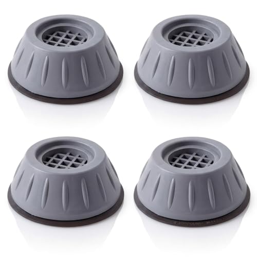 Yemark Washer Dryer Anti Vibration Pad with Suction Cup Feet, FridgeWashing Machine Support Feet Pads Leveling Feet Anti Walk Pads ShockAbsorber Furniture Lifting Base (4 Piece) (Round,Grey) - Image 1