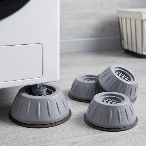 Yemark Washer Dryer Anti Vibration Pad with Suction Cup Feet, FridgeWashing Machine Support Feet Pads Leveling Feet Anti Walk Pads ShockAbsorber Furniture Lifting Base (4 Piece) (Round,Grey) - Image 2