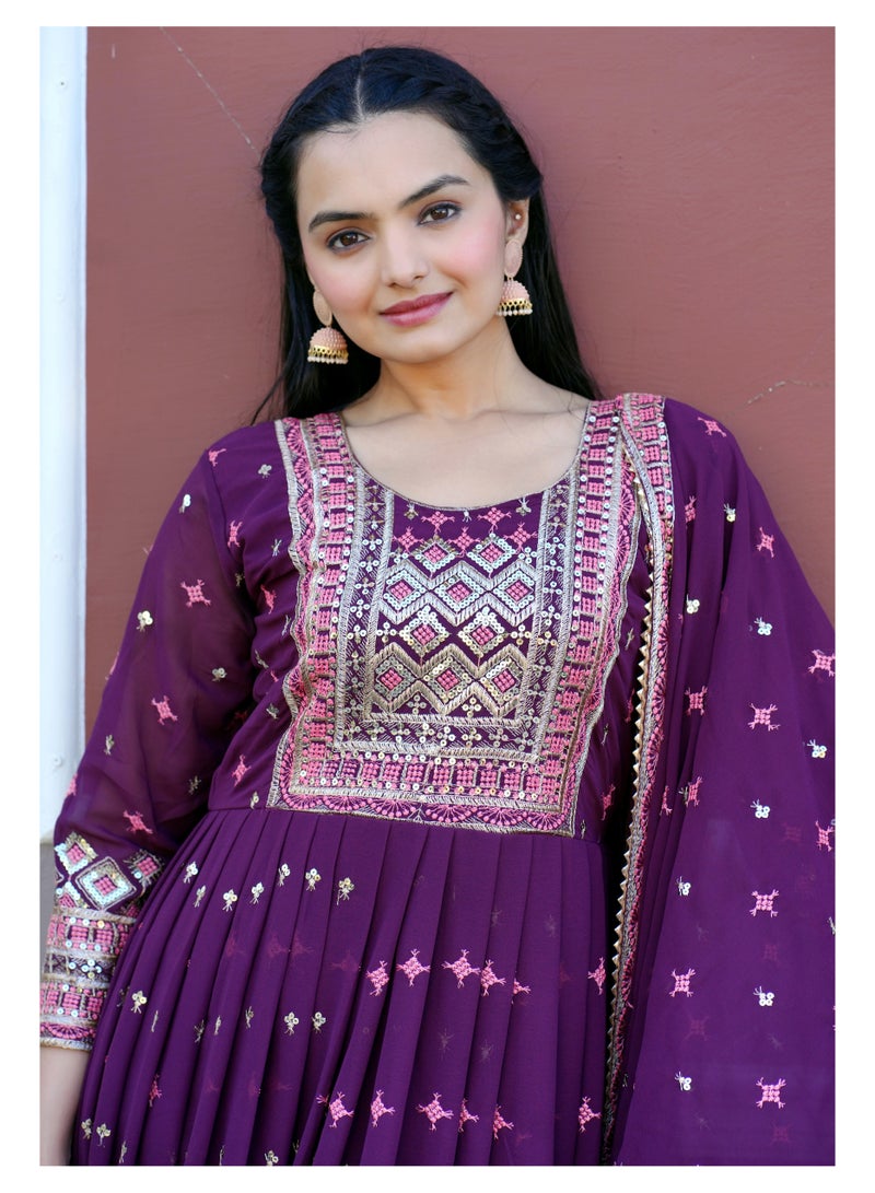 Super Asian Presenting a New Designer Embroidered Faux Georgette Gown with Sequence Embroidered Work  - Image 5