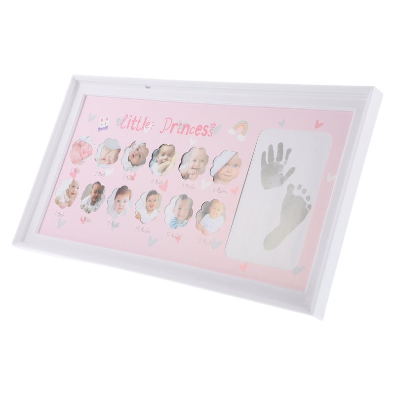 Monthly Baby Picture Frame Handprint And Footprint Keepsake Frame Capture Newborn'S Growth Nursery Decor And Baby Shower Party Favor - Image 1
