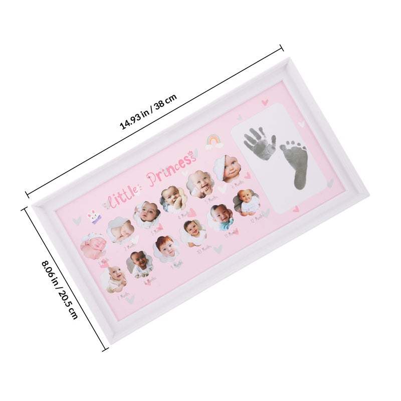 Monthly Baby Picture Frame Handprint And Footprint Keepsake Frame Capture Newborn'S Growth Nursery Decor And Baby Shower Party Favor - Image 2