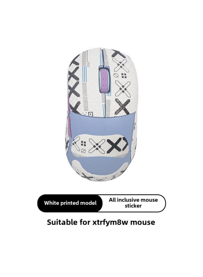 Suitable For XTRFY M8W Mouse Anti-slip Sticker M8W Sticker All-inclusive Sweat-absorbent Anti-sweat Back Sticker Wear-resistant Foot Sticker Side Skirt-Color:1 Piece Of White Printed Anti-slip Sticker [all Inclusive - Free Cleaning Cotton]  - Image 1