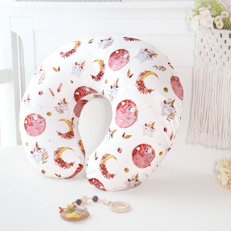 Jundetye Baby Nursing Pillow Cover, Removeable Breastfeeding Pillow Slipcover, Nursing Pillow Case for Newborn Boys Girls, Soft Fabric Fits Snug On Infant, Washable & Breathable, Moon Star - Image 5