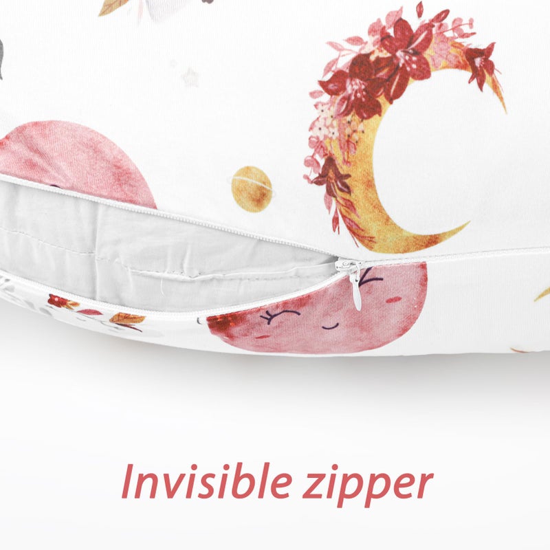 Jundetye Baby Nursing Pillow Cover, Removeable Breastfeeding Pillow Slipcover, Nursing Pillow Case for Newborn Boys Girls, Soft Fabric Fits Snug On Infant, Washable & Breathable, Moon Star - Image 3