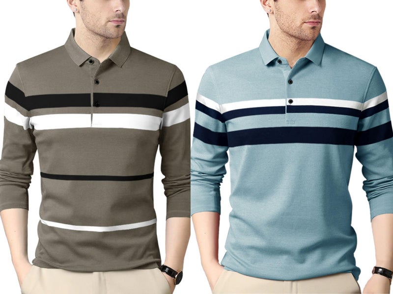 Noble Monk Men's (Combo Pack of 2) -Regular Fit Polo T Shirt |Full Sleeves T-Shirt - Image 1