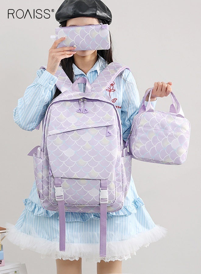 roaiss 3PCS Stylish Backpack Set, Fashion Bookbag Set with Insulated Lunch Bag and Pen Bag, Large Capacity School Bag with Multi Pockets, Lightweight Water Resistant Daypack for Teenage Girls, Suitable for School, Excursion and Outdoor Activities - Image 2