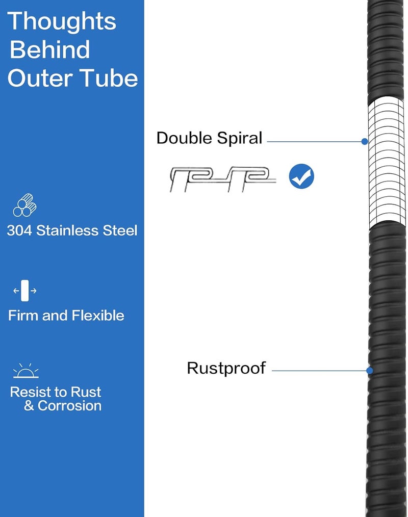 RUMOSE 79 inches Shower Hose Shower Head Extension Hose Extra Long Stainless Steel Shower Tube Attachment Flexible Handheld Shower Sprayer Hose, Matte Black - Image 2