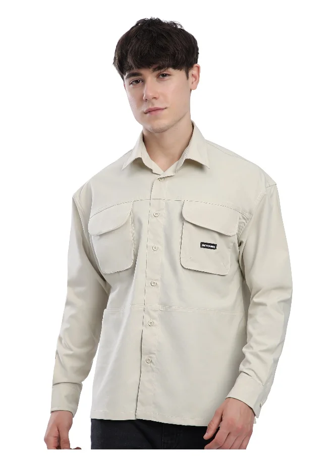 Beyoung Cream Baggy Pocketed Shirt