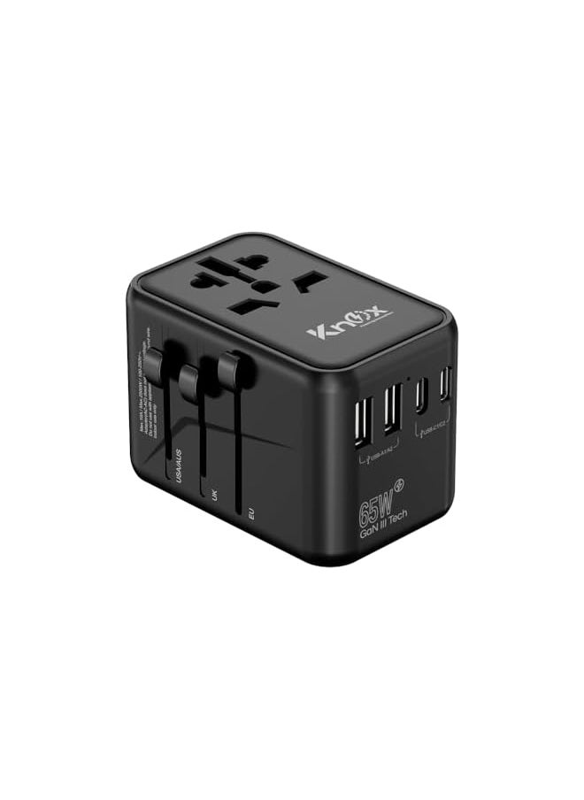Knox Powering Generations 65W Universal Travel Adapter GaN III International Power Plug Adapter Charger with USB A & Type-C PD Fast Charging Worldwide Wall Charger for USA UK Europe Australia (  - Image 2