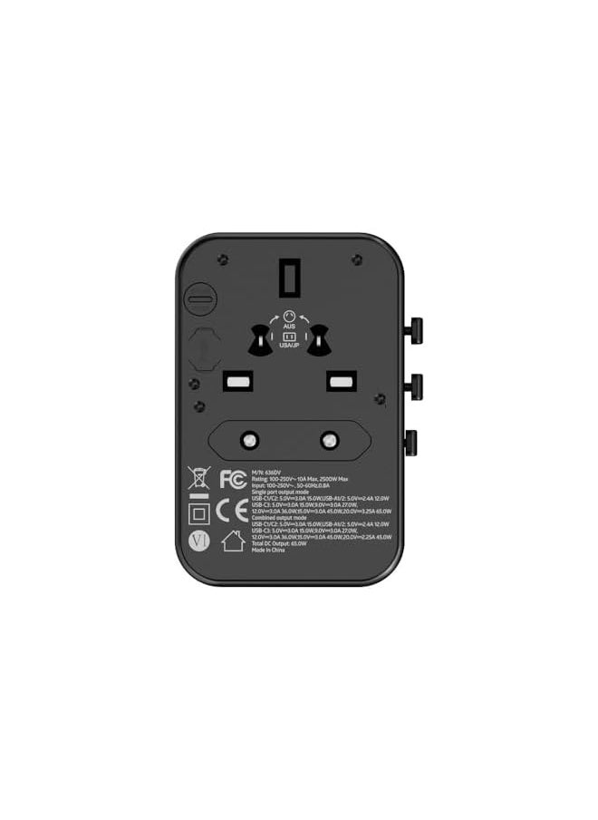 Knox Powering Generations 65W Universal Travel Adapter GaN III International Power Plug Adapter Charger with USB A & Type-C PD Fast Charging Worldwide Wall Charger for USA UK Europe Australia (  - Image 3