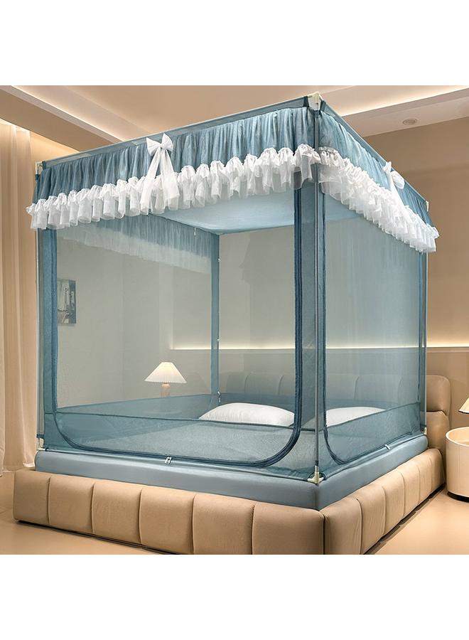 Bluejw 2024 New Lace Layer Bed Type Seat Bed Mosquito Net Three-door Anti-fall Self-connecting Bracket Bedroom Mosquito Net Wholesale - Image 1