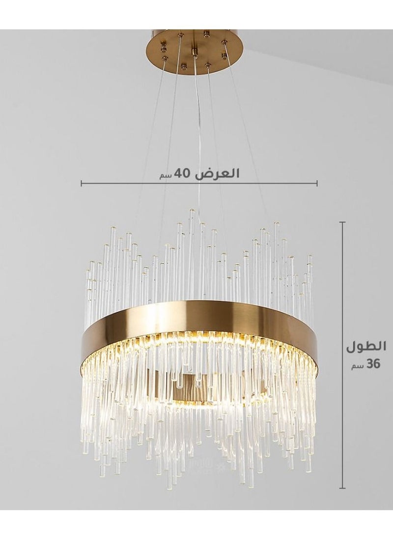 UCANDLE Modern crystal chandelier with remote control, golden frame  - Image 3