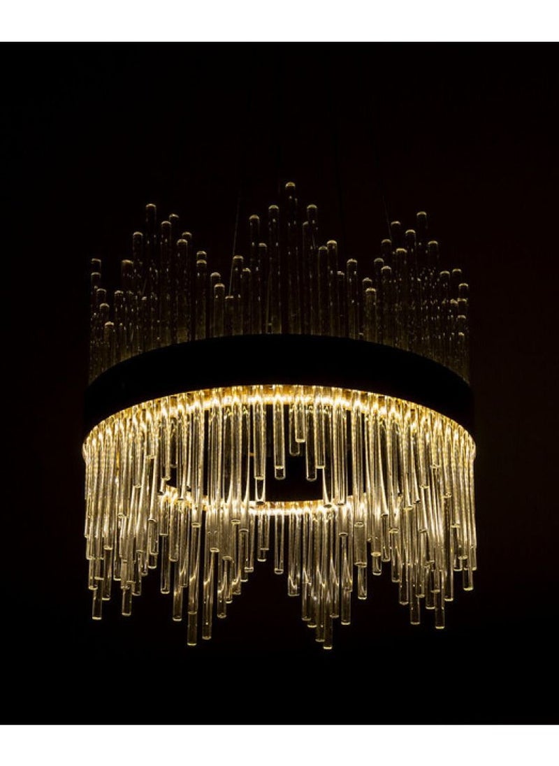 UCANDLE Modern crystal chandelier with remote control, golden frame  - Image 1
