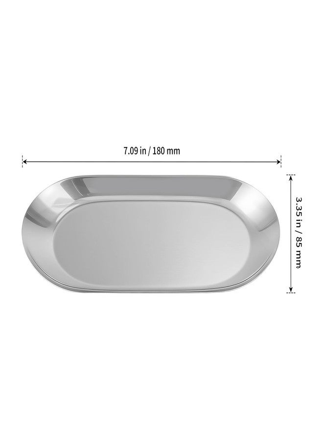 SHEUTSAN 12 PCS Silver Decorative Tray, 7x3 Inch Small Stainless Steel Tray for Bathroom, Jewelry, Candles - Image 2
