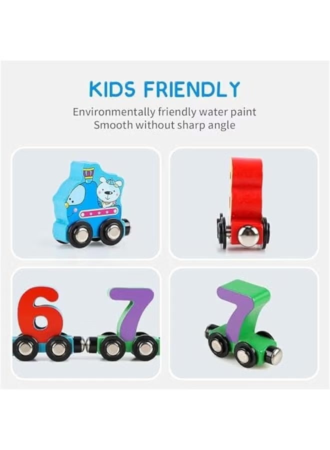 Clicko 27 PCS Wooden Alphabet Train Toy Wooden Magnetic Alphabet ABC Train Set Includes 1 Engine Letter Cars for Toddlers Boys and Girls, Compatible with Major Brands Train Set Tracks (Alphabet Train) - Image 5