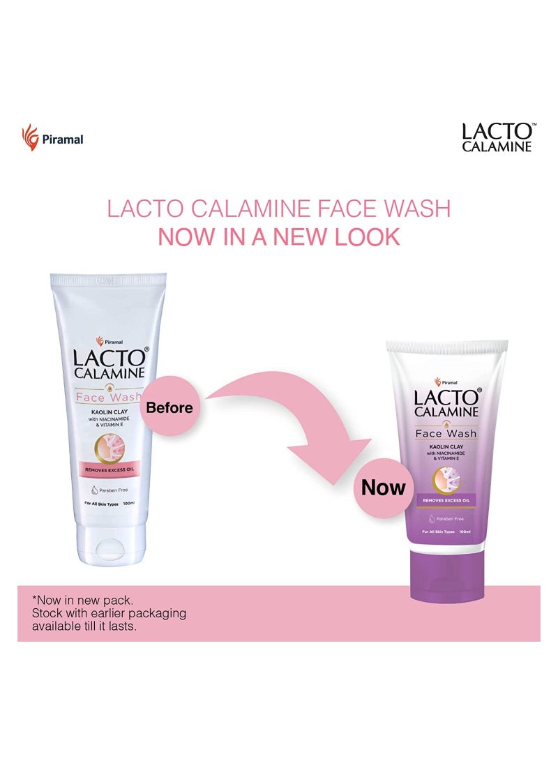 لاكتو كلامين غسول الوجه اليومي مع الكاولين كلاي النياسيناميد وفيتامين E للتحكم في البشرة الدهنية والبثور والرؤوس السوداء والرؤوس البيضاء خالٍ من البارابين 100 مل عبوة من 1 - Image 5