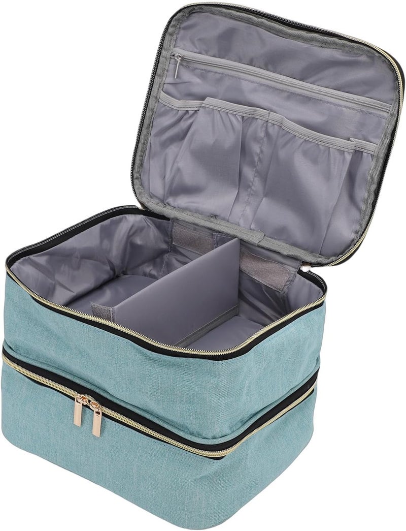 Zunate Nail Polish Bag Holds 30 Bottles, Double Layer Manicure Storage Case with Foam Dividers for Gel Polish Lamp and Drill Kits in Oxford Fabric - Image 4