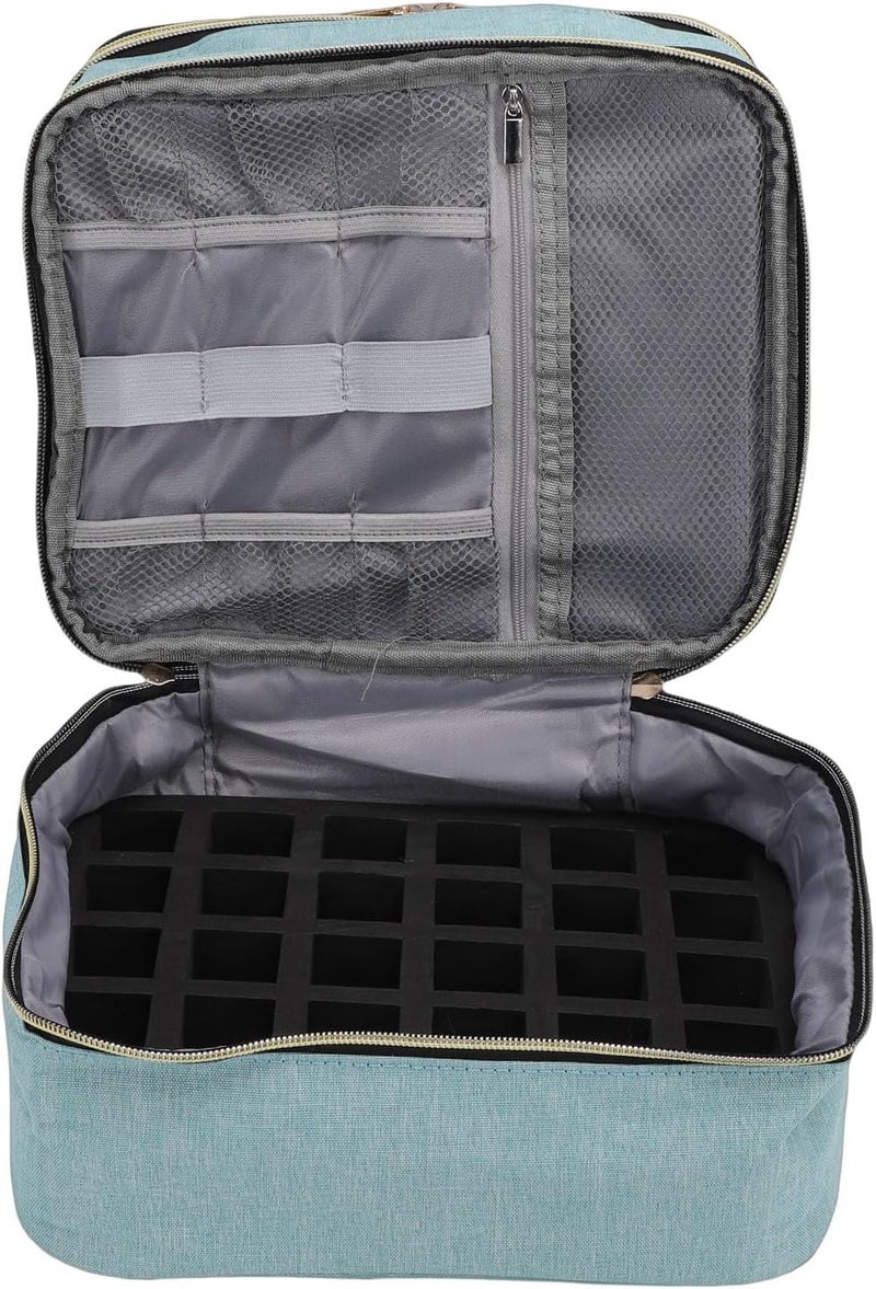 Zunate Nail Polish Bag Holds 30 Bottles, Double Layer Manicure Storage Case with Foam Dividers for Gel Polish Lamp and Drill Kits in Oxford Fabric - Image 2