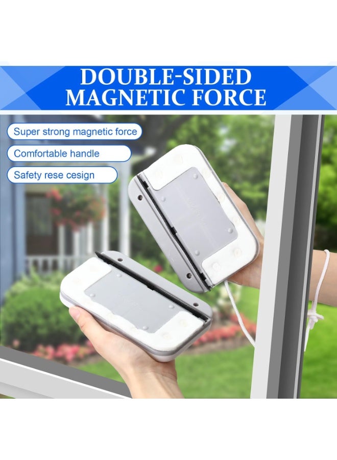 Arabest Magnetic Windshield Cleaner Tool Magnetic Car Window Cleaner Double Sided Window Cleaner Glass Wiper Magnetic Windshield Cleaner for High Rise with Anti Falling Rope(Rectangle) - Image 3