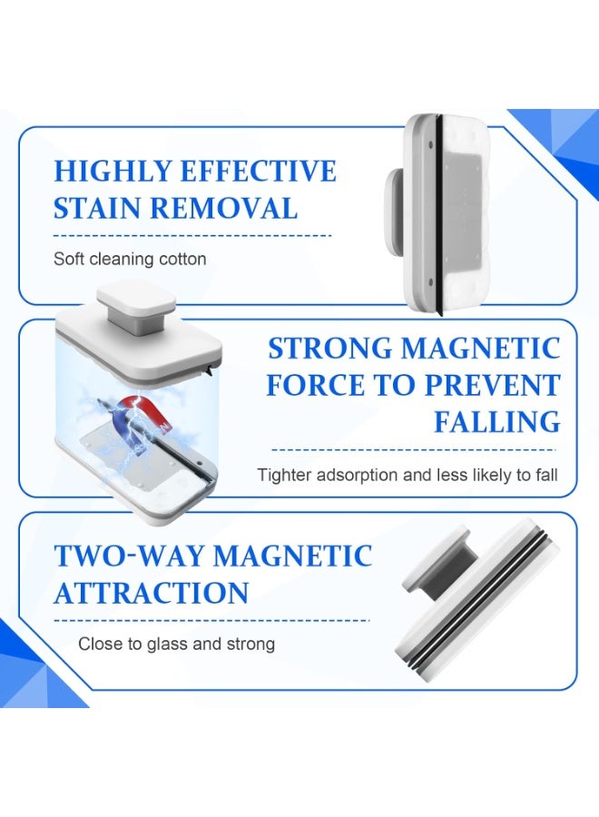 Arabest Magnetic Windshield Cleaner Tool Magnetic Car Window Cleaner Double Sided Window Cleaner Glass Wiper Magnetic Windshield Cleaner for High Rise with Anti Falling Rope(Rectangle) - Image 4