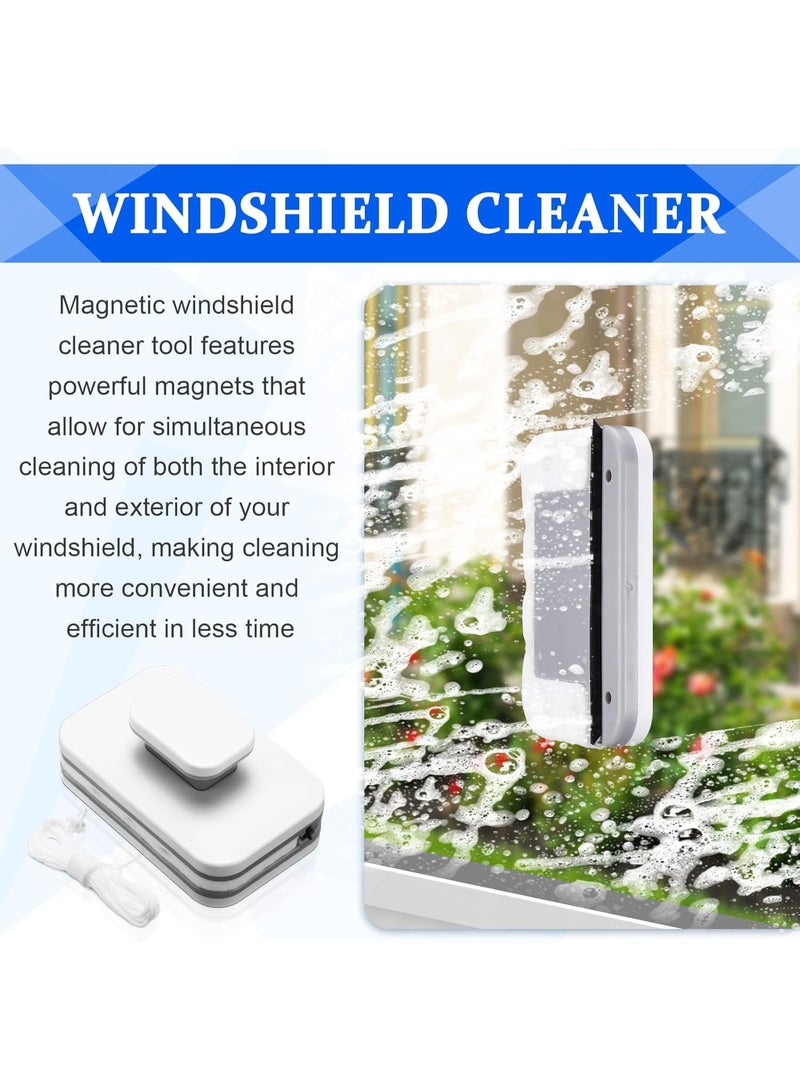 Arabest Magnetic Windshield Cleaner Tool Magnetic Car Window Cleaner Double Sided Window Cleaner Glass Wiper Magnetic Windshield Cleaner for High Rise with Anti Falling Rope(Rectangle) - Image 5