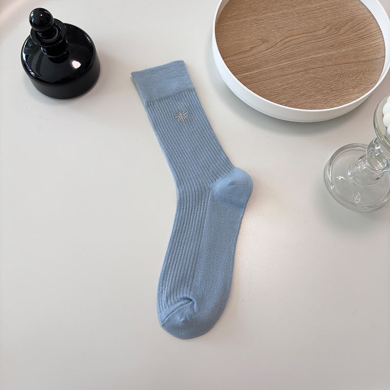 Summer Mid-Tube Thin Womens Socks with Bee Pattern dark gray  - Image 2