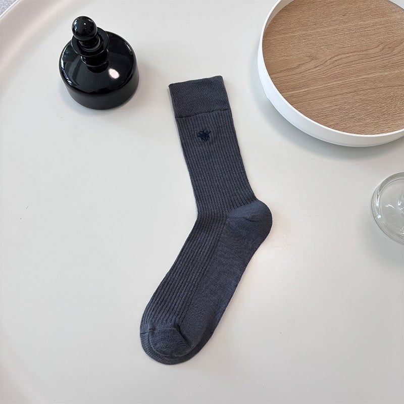 Summer Mid-Tube Thin Womens Socks with Bee Pattern dark gray  - Image 1