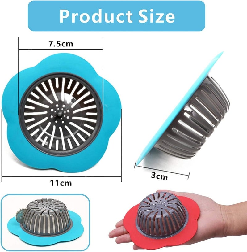 DFsucces Plastic Sink Strainer, 4 Pack Flexible Kitchen Sink Drainers, Easy Clean Sink Drain Filter Basket, Kitchen Sink Basket Strainer, Traps Food Debris and Prevents Clogs(Multicolored) - Image 2