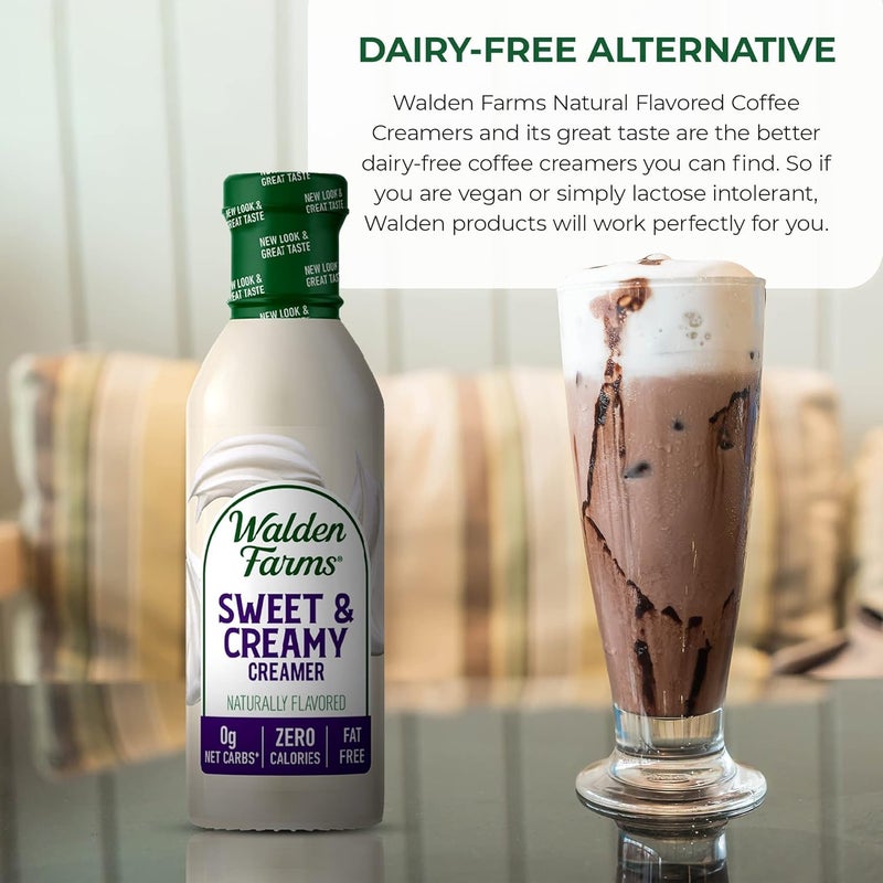 Walden Farms Sweet & Creamy Coffee Creamer - Zero Calorie, Sugar Free, Keto & Fat Free Non-Dairy Creamer for Coffee, Lattes & Iced Drinks - 12 oz Bottle - Image 3