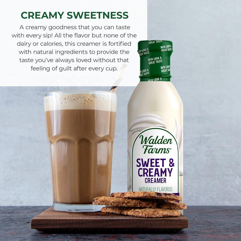 Walden Farms Sweet & Creamy Coffee Creamer - Zero Calorie, Sugar Free, Keto & Fat Free Non-Dairy Creamer for Coffee, Lattes & Iced Drinks - 12 oz Bottle - Image 2