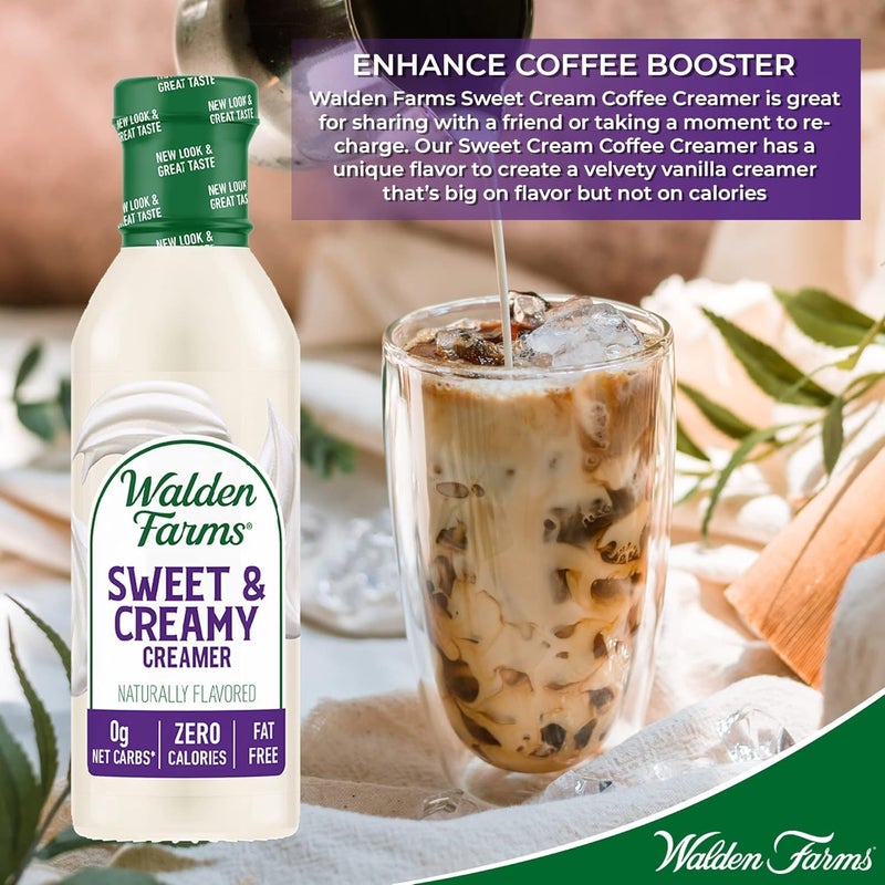 Walden Farms Sweet & Creamy Coffee Creamer - Zero Calorie, Sugar Free, Keto & Fat Free Non-Dairy Creamer for Coffee, Lattes & Iced Drinks - 12 oz Bottle - Image 5